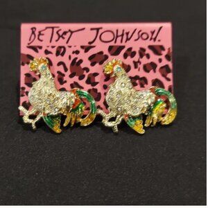 Betsey Johnson Multicolor Rooster Earrings
